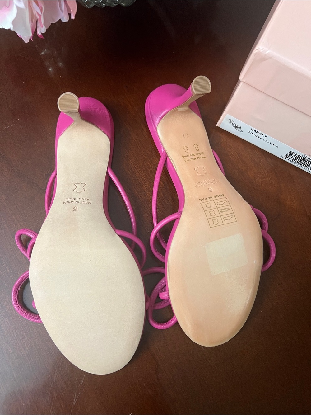KOKO + Palenki Barely Fuchsia Leather String Bow Slide Heel - Picture 4 of 6